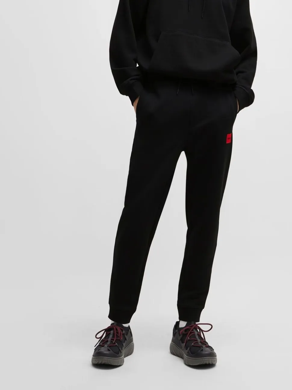 HUGO Black Logo Label Cotton Terry Joggers