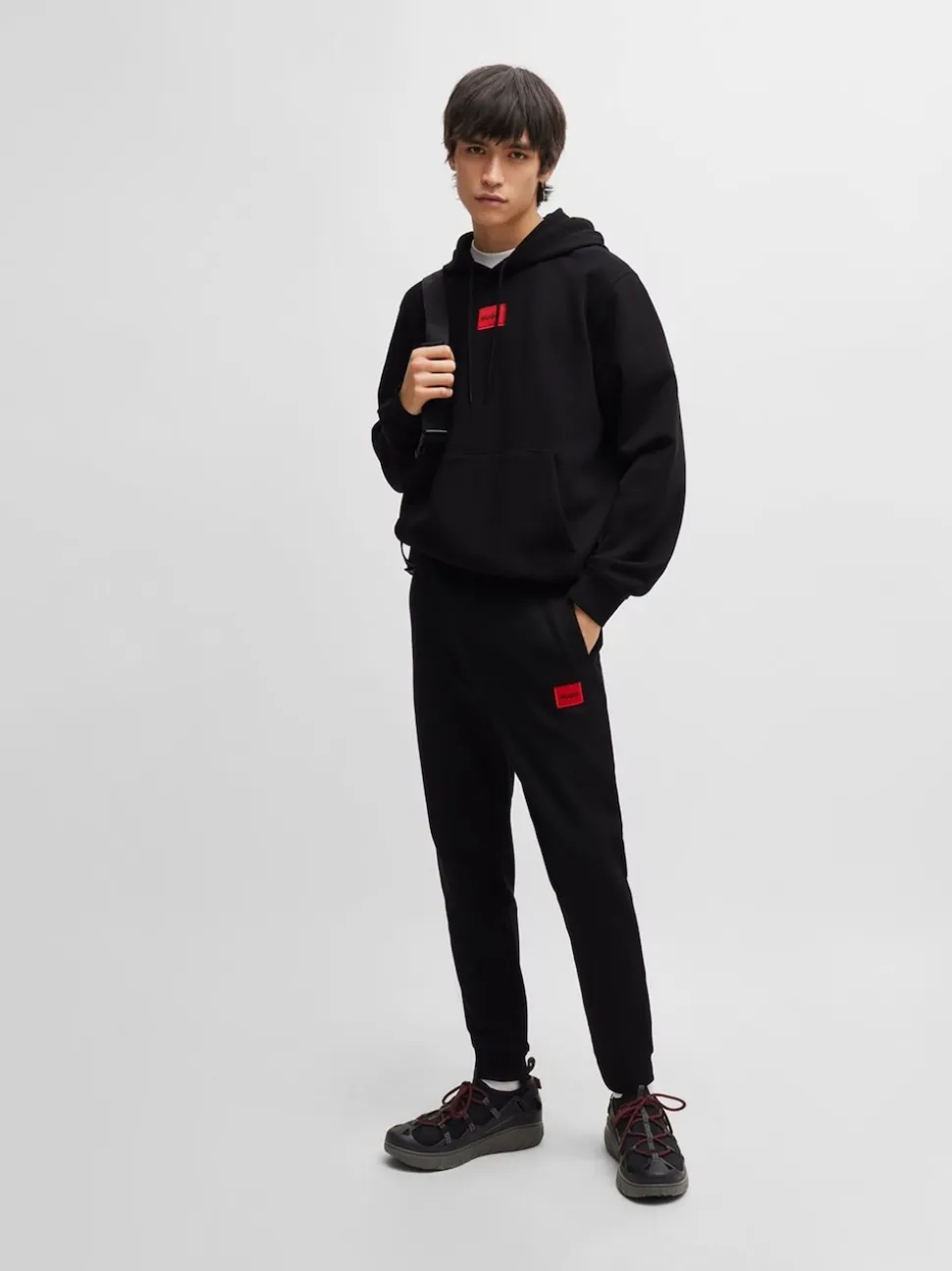 HUGO Black Logo Label Cotton Terry Joggers