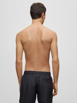 HUGO Black Logo Label Lined Swim Shorts