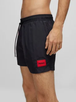 HUGO Black Logo Label Lined Swim Shorts