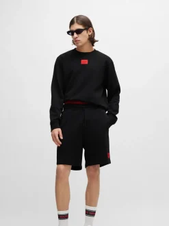 HUGO Black Logo Label Regular-Fit Terry Cotton Sweatshirt
