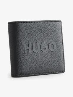 HUGO Black Logo Leather Wallet Coin Pocket