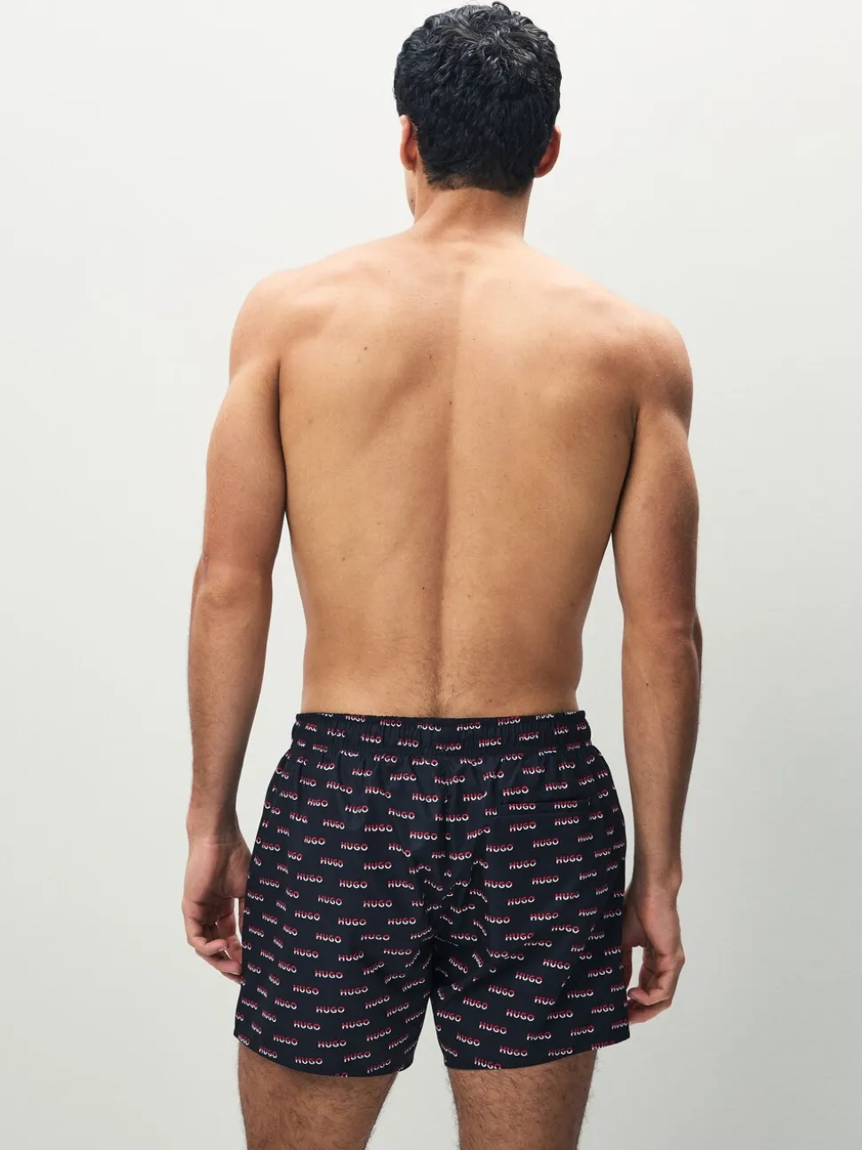 HUGO Black Logo Print Swim Shorts
