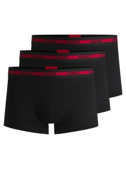 HUGO Black Logo Waistband Stretch Cotton Trunks 3 Pack