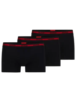 HUGO Black Logo Waistband Stretch Cotton Trunks 3 Pack