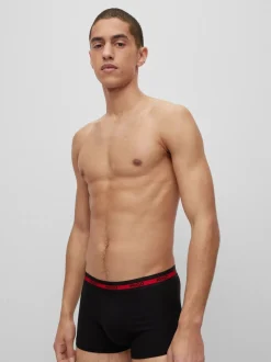 HUGO Black Logo Waistband Stretch Cotton Trunks 3 Pack