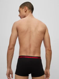 HUGO Black Logo Waistband Stretch Cotton Trunks 3 Pack