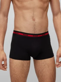 HUGO Black Logo Waistband Stretch Cotton Trunks 3 Pack