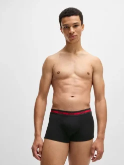 HUGO Black Logo Waistband Stretch Cotton Trunks 3 Pack