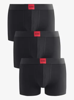 HUGO Black Logo Waistband Cotton Boxers 3 Pack