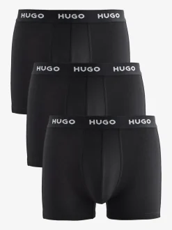 HUGO Black Stretch Cotton Logo Waistband Boxers 3 Pack