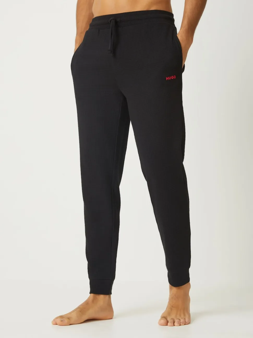 HUGO Black Waffle Joggers