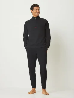 HUGO Black Waffle Joggers
