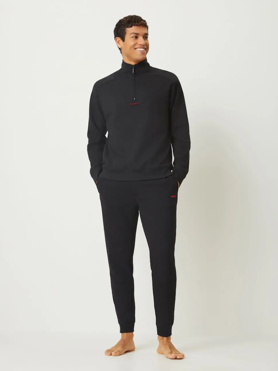 HUGO Black Waffle Joggers