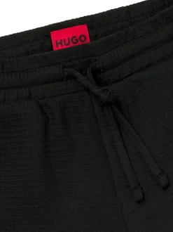 HUGO Black Waffle Joggers