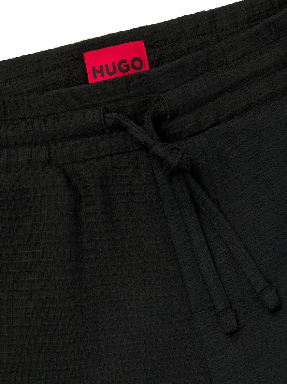 HUGO Black Waffle Joggers