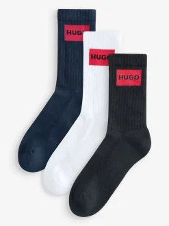 HUGO Blue Logo Patch Socks 3 Pack