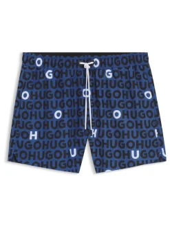 HUGO Blue Logo Print Swim Shorts