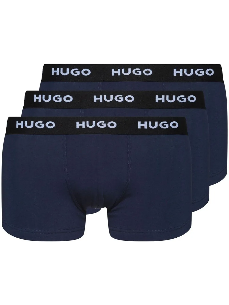 HUGO Blue Logo-Waistband Stretch Cotton Trunks 3 Pack