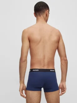 HUGO Blue Logo-Waistband Stretch Cotton Trunks 3 Pack