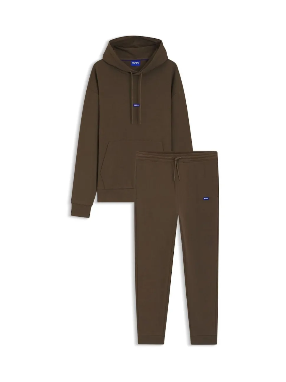 HUGO Brown Logo Tracksuit Hoodie and Joggers Set