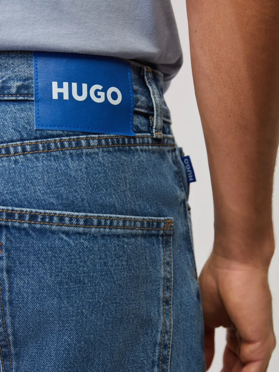 HUGO Light Blue Denim Jonah Straight Fit Denim Jeans