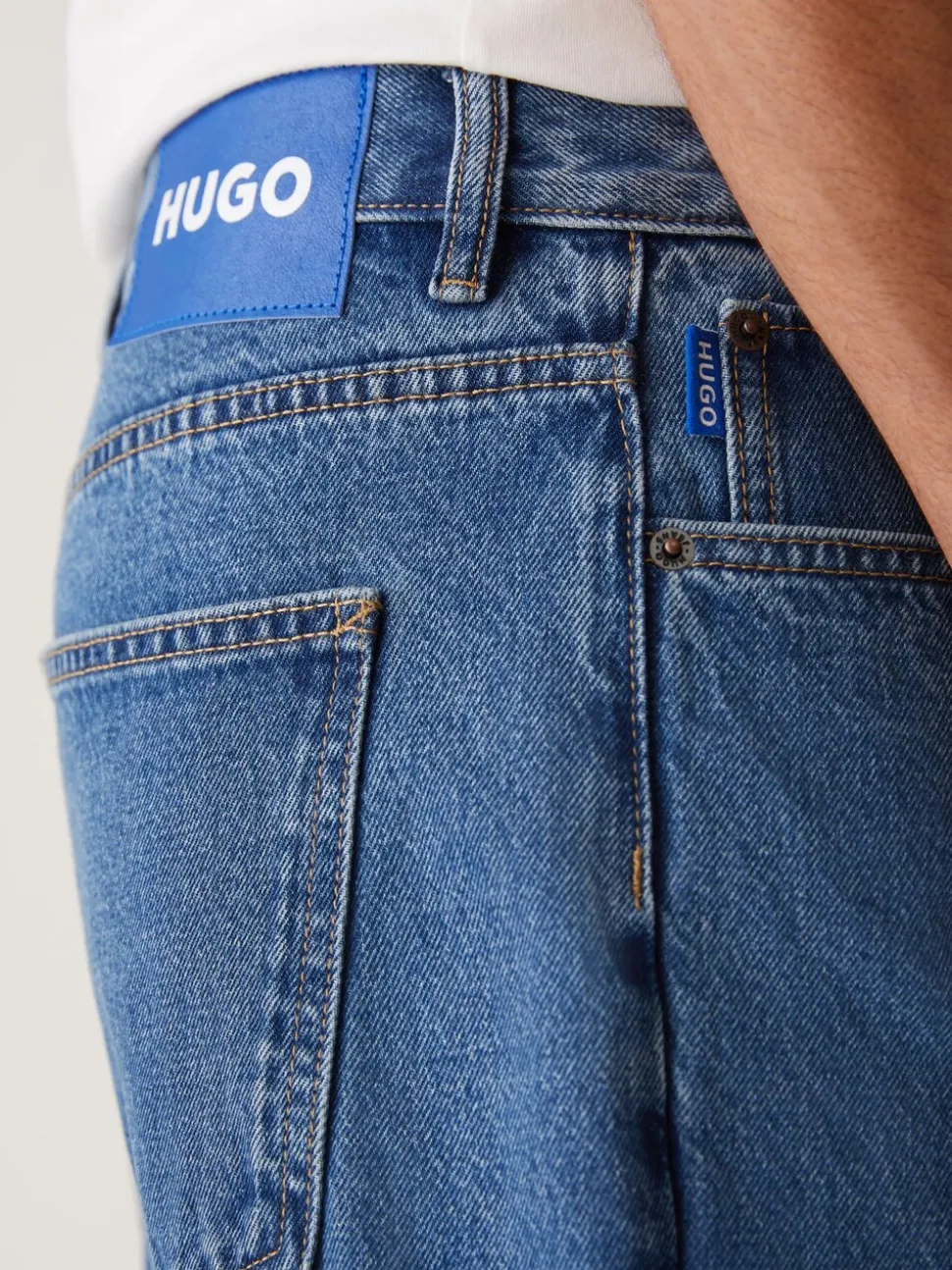 HUGO Light Blue Denim Nate Relaxed Loose Fit Denim Jeans
