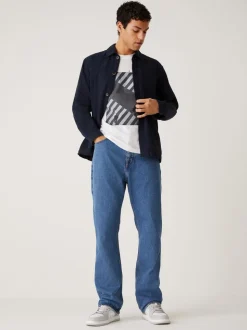 HUGO Light Blue Denim Nate Relaxed Loose Fit Denim Jeans
