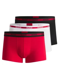 HUGO Red Logo Waistband Stretch Cotton Trunks 3 Pack