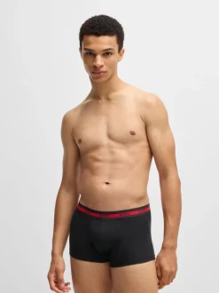HUGO Red Logo Waistband Stretch Cotton Trunks 3 Pack