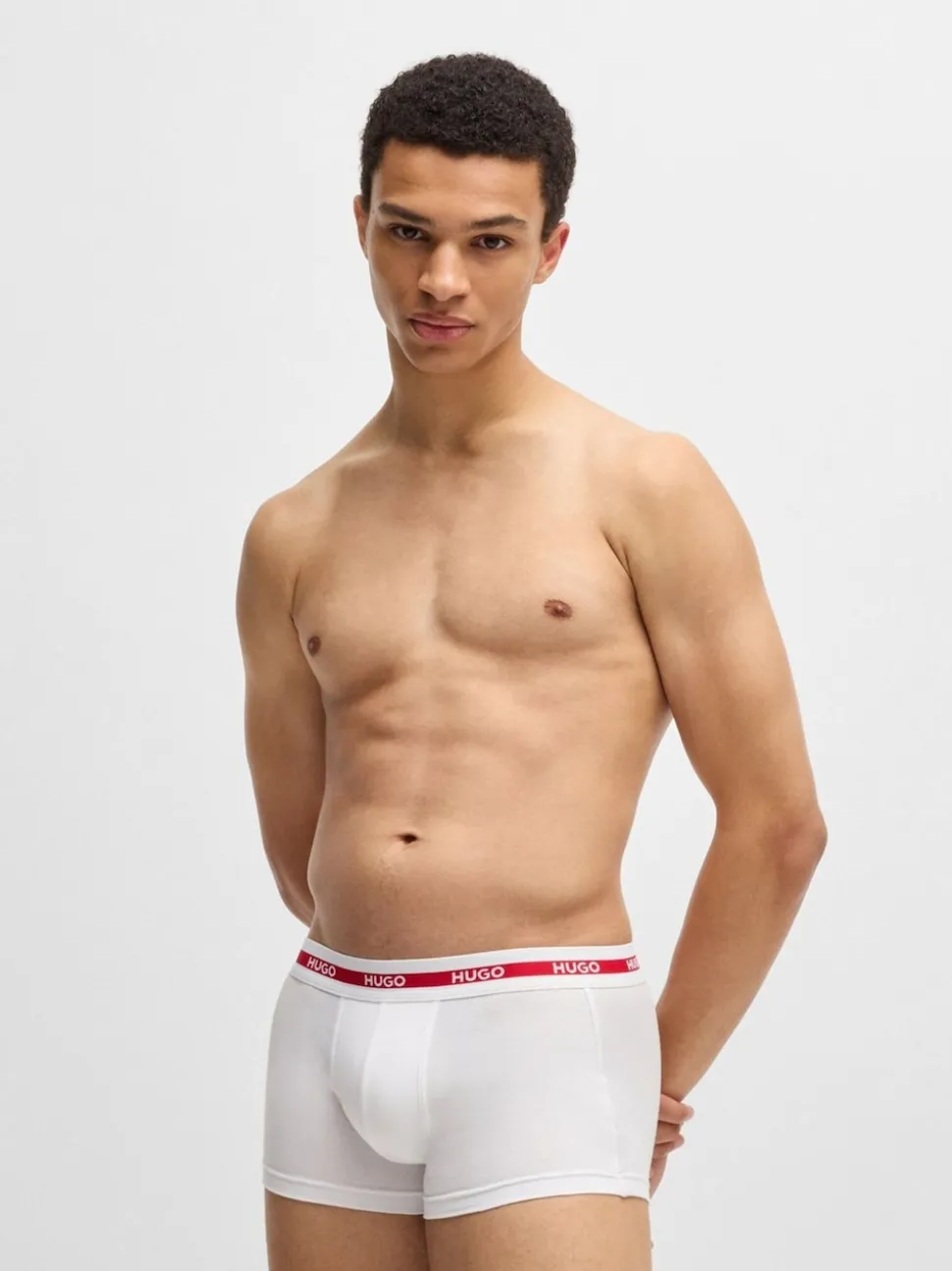 HUGO Red Logo Waistband Stretch Cotton Trunks 3 Pack