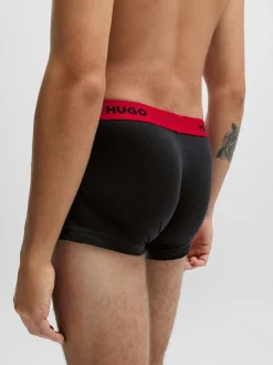 HUGO Red Logo-Waistband Stretch Cotton Trunks 3 Pack