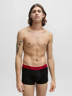 HUGO Red Logo-Waistband Stretch Cotton Trunks 3 Pack