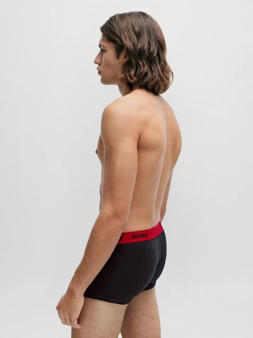 HUGO Red Logo-Waistband Stretch Cotton Trunks 3 Pack