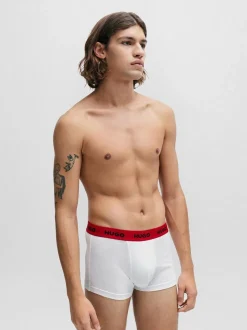 HUGO Red Logo-Waistband Stretch Cotton Trunks 3 Pack