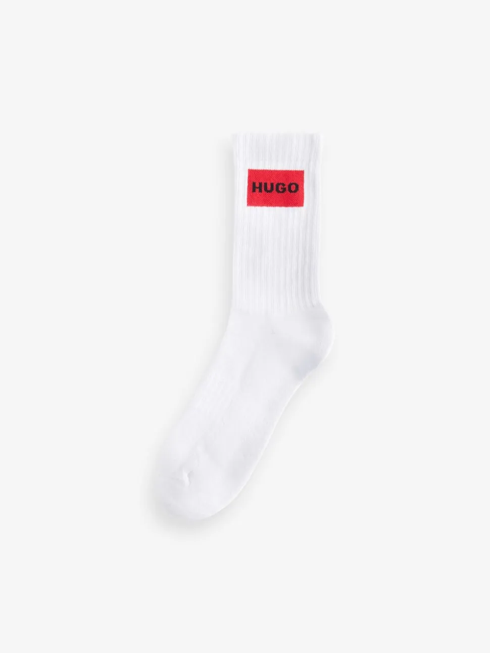 HUGO White Ribbed Stretch Cotton Socks 3 Pack