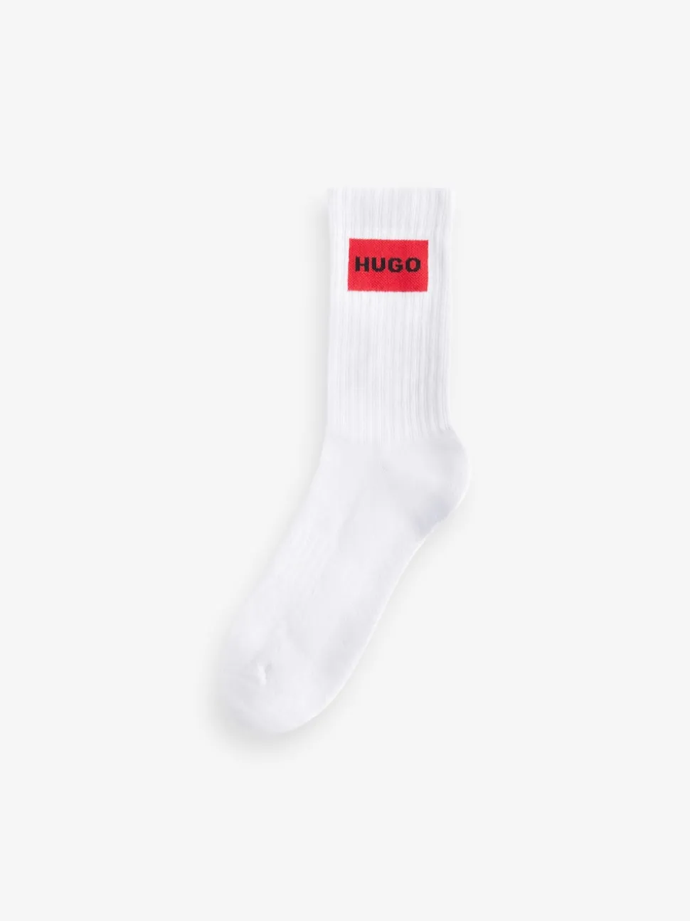 HUGO White Ribbed Stretch Cotton Socks 3 Pack
