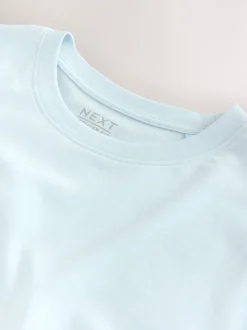Ice Blue Regular Fit Essential Crew Neck Cotton T-Shirt