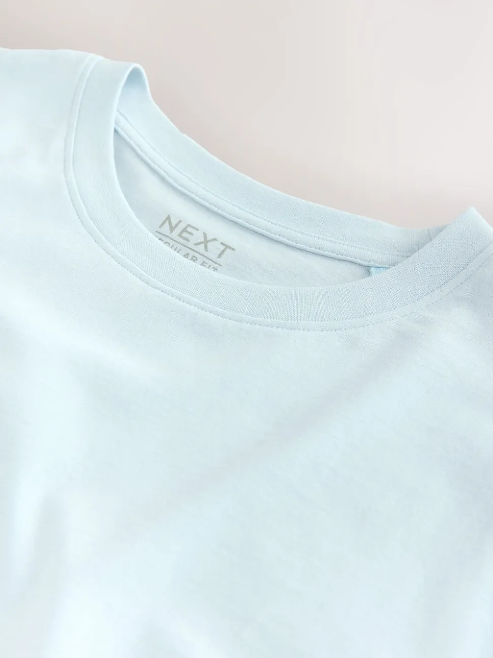 Ice Blue Regular Fit Essential Crew Neck Cotton T-Shirt