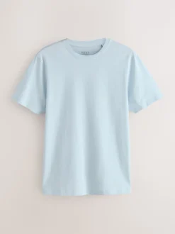 Ice Blue Slim Fit Essential Crew Neck Cotton T-Shirt