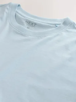 Ice Blue Slim Fit Essential Crew Neck Cotton T-Shirt