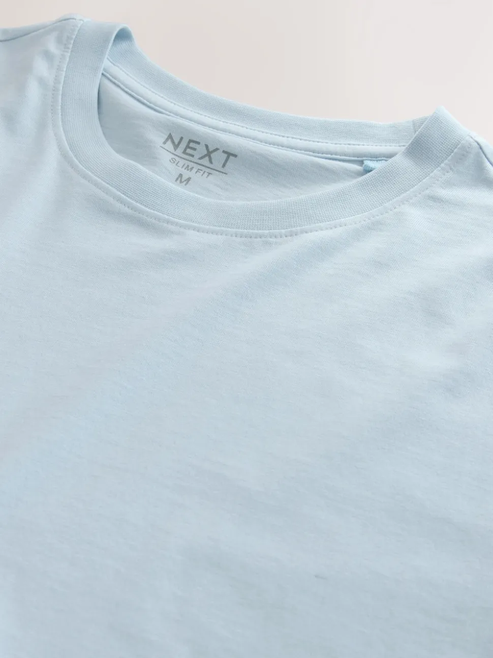 Ice Blue Slim Fit Essential Crew Neck Cotton T-Shirt