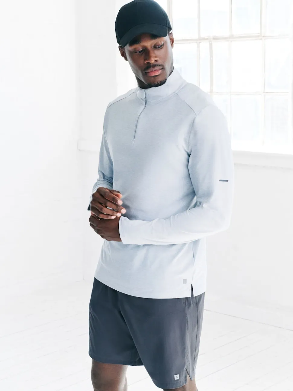 Ice Grey Active Training Gym Quarter Zip Sweater