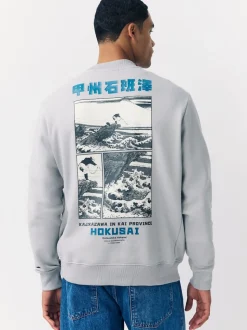 Ice Grey Crew Sweatshirt Hokusai Graphic License