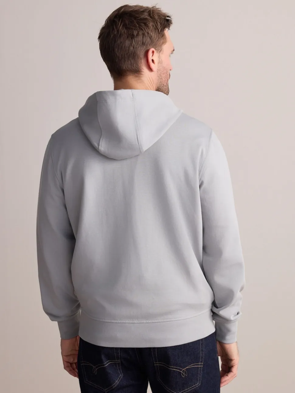 Ice Grey Hooded Zip Through Signature Sweatshirt with Modal