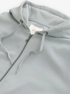 Ice Grey Hooded Zip Through Signature Sweatshirt with Modal
