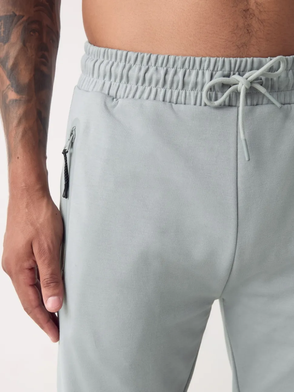 Ice Grey Interlock Soft Touch Cuffed Joggers