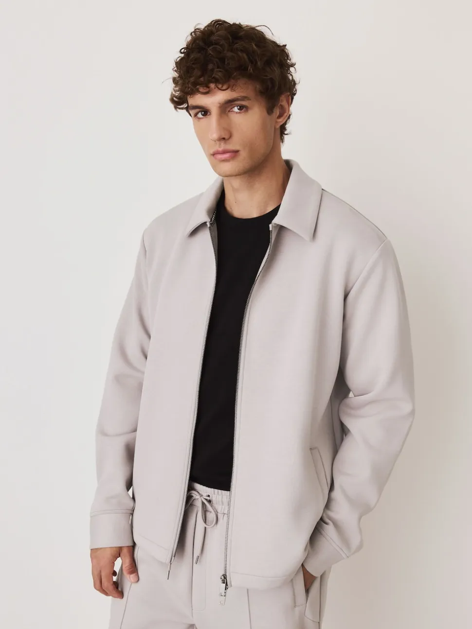 Ice Grey N. Premium Soft Touch Scuba Zip Through Shacket
