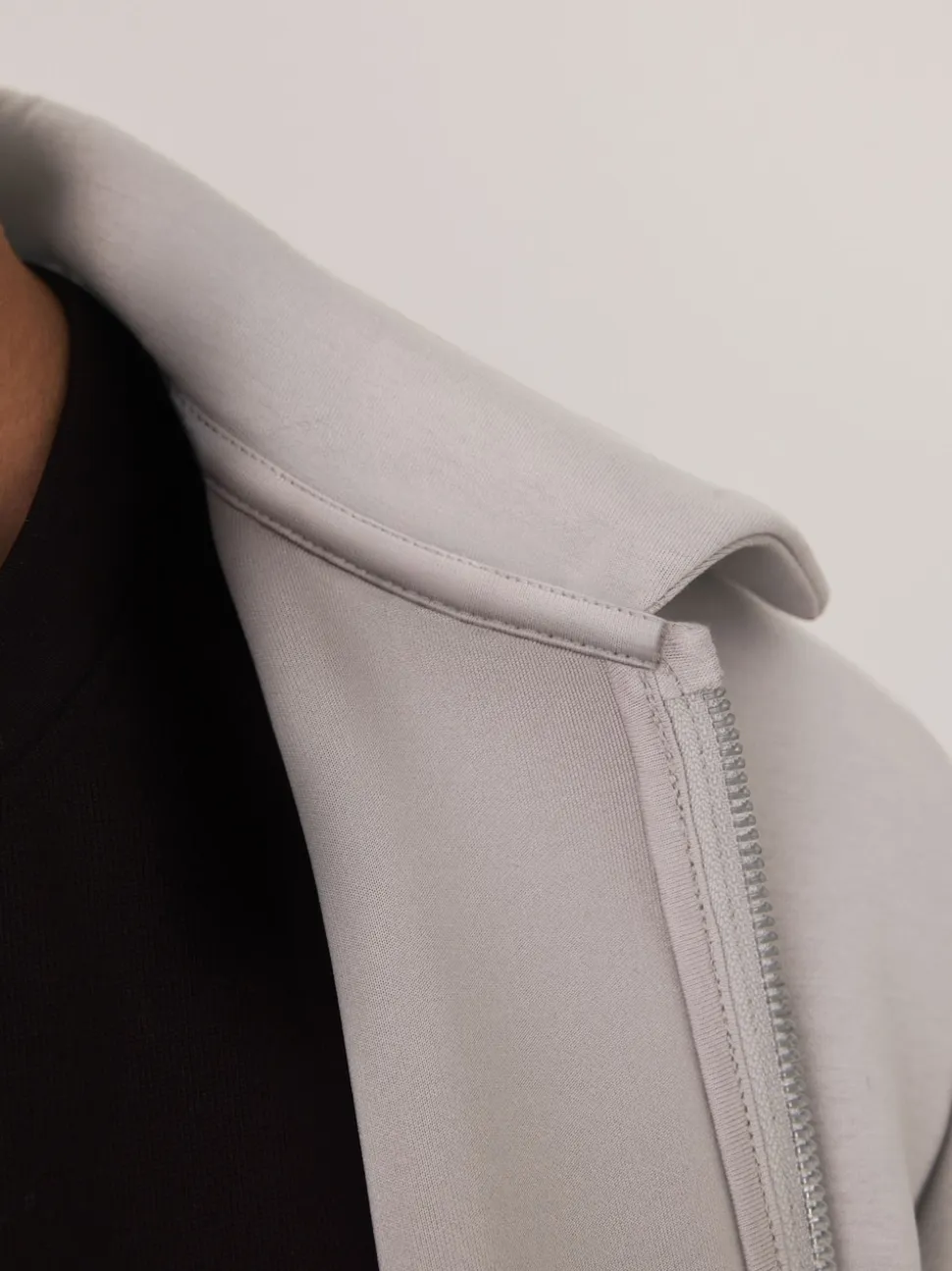 Ice Grey N. Premium Soft Touch Scuba Zip Through Shacket