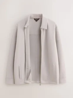 Ice Grey N. Premium Soft Touch Scuba Zip Through Shacket